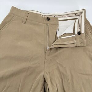 SALTAIRE‎ Mens Khaki Cotton Silk Blend Shorts Size 30 Flat Front Casual